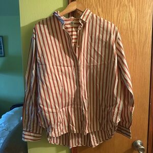 Toteme capri orange cream stripe shirt